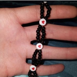 hand crafted black Gothic and red heart statement love bracelet